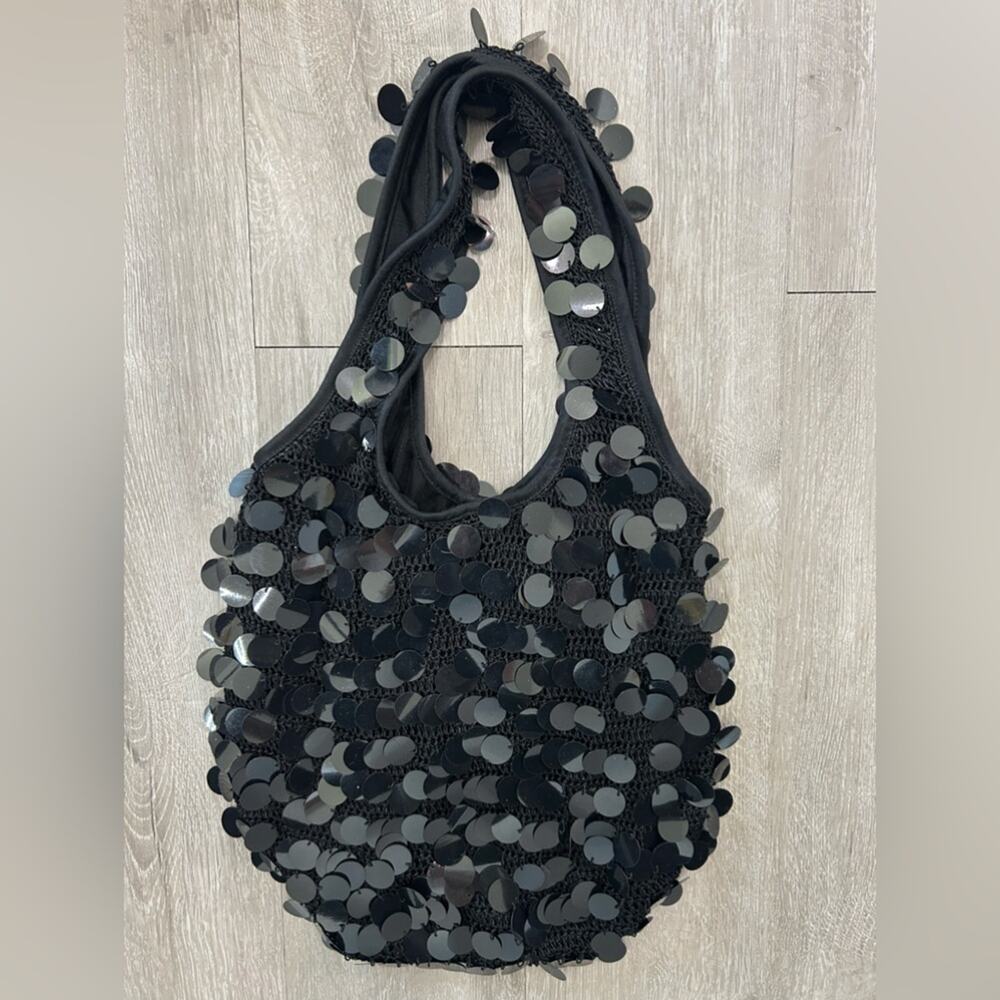 Black Sequin Shoulder Bag